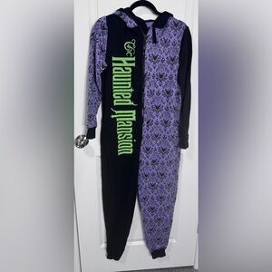 NWOT Disney Parks Haunted Mansion adult one-piece hooded pajama jumpsuit Sz Med